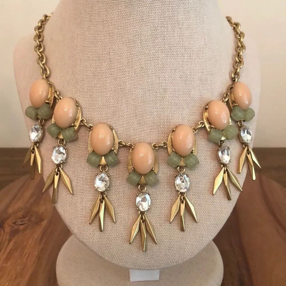 J.Crew | Peach Cabochon Statement Necklace | 18.5” Adjustable